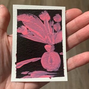 ACEO Original Collectible Art Abstract Pink and Black Art Card